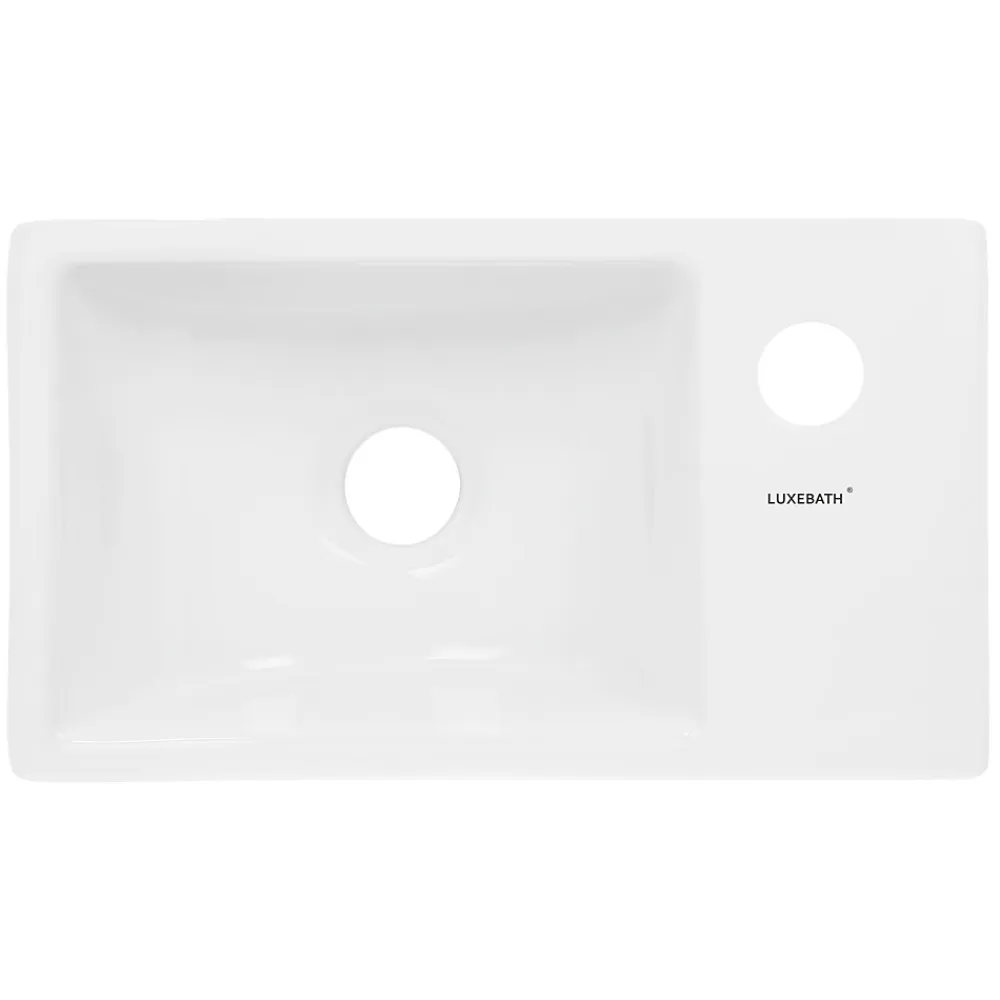 ECD Germany Vasque en céramique blanc avec bonde de vidage pour salle de bain 350x205x125 mm
