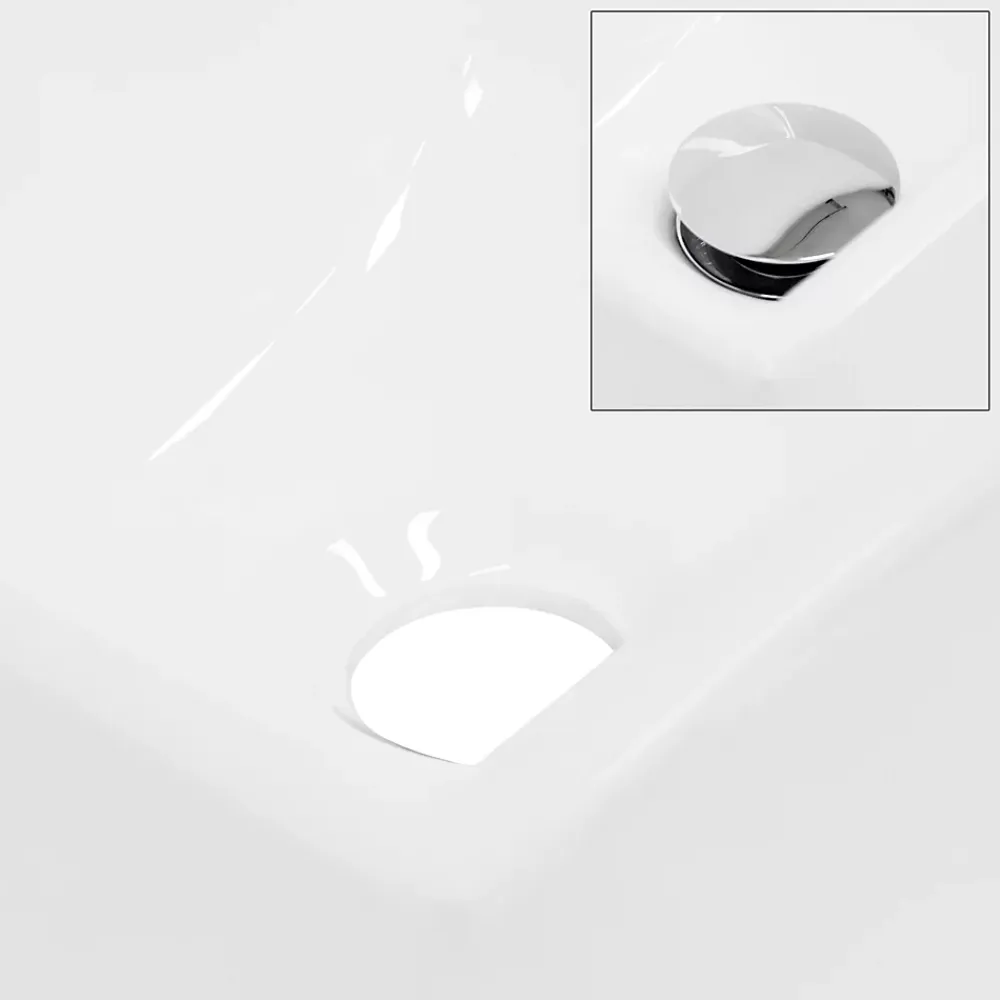 ECD Germany Vasque en céramique blanc avec bonde de vidage pour salle de bain 350x205x125 mm