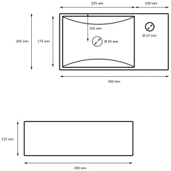 ECD Germany Vasque en céramique blanc avec bonde de vidage pour salle de bain 350x205x125 mm