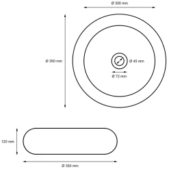 ECD Germany Vasque en céramique blanc avec bonde de vidage pour salle de bain 350x120 mm