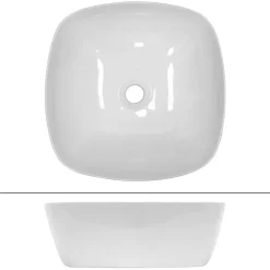 Lavabo|ECD Germany Vasque en céramique blanc carré avec bonde de vidage salle de bain 405x140 mm