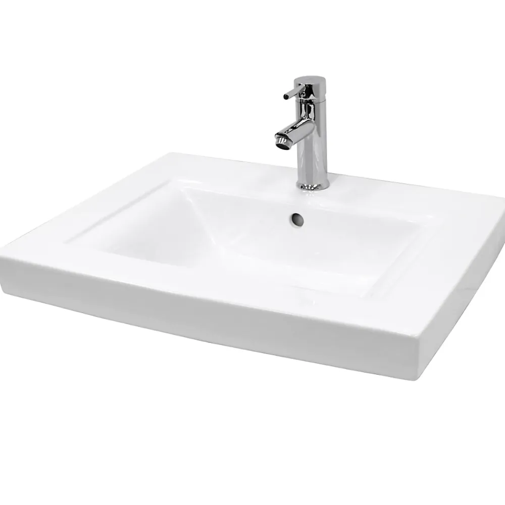 ECD Germany Vasque en céramique blanc avec bonde de vidage pour salle de bain 605x465x160 mm