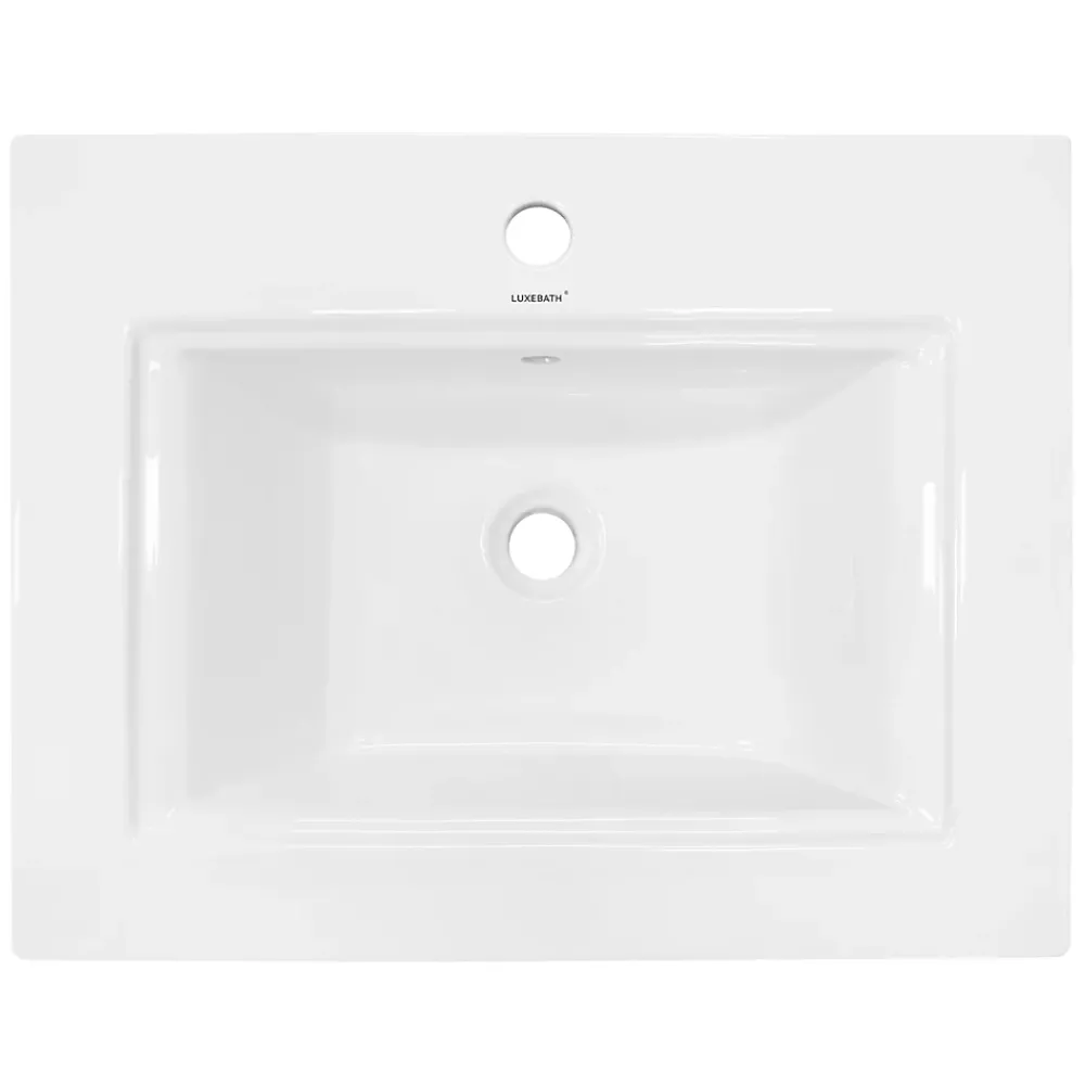 ECD Germany Vasque en céramique blanc avec bonde de vidage pour salle de bain 605x465x160 mm