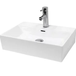 ECD Germany Vasque en céramique blanc avec bonde de vidage pour salle de bain 415x360x130 mm