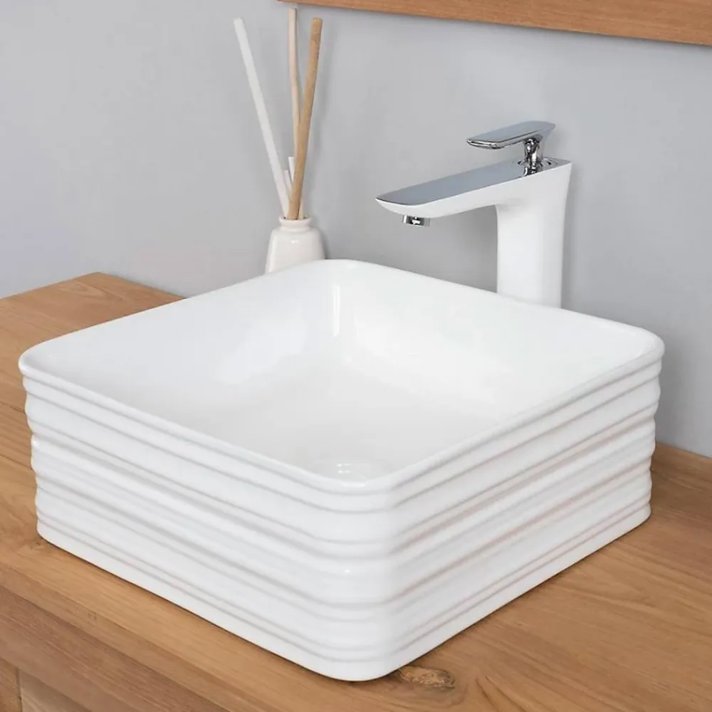 Vasque À Poser|Wanda Collection Vasque en céramique carré Trooper 39cm