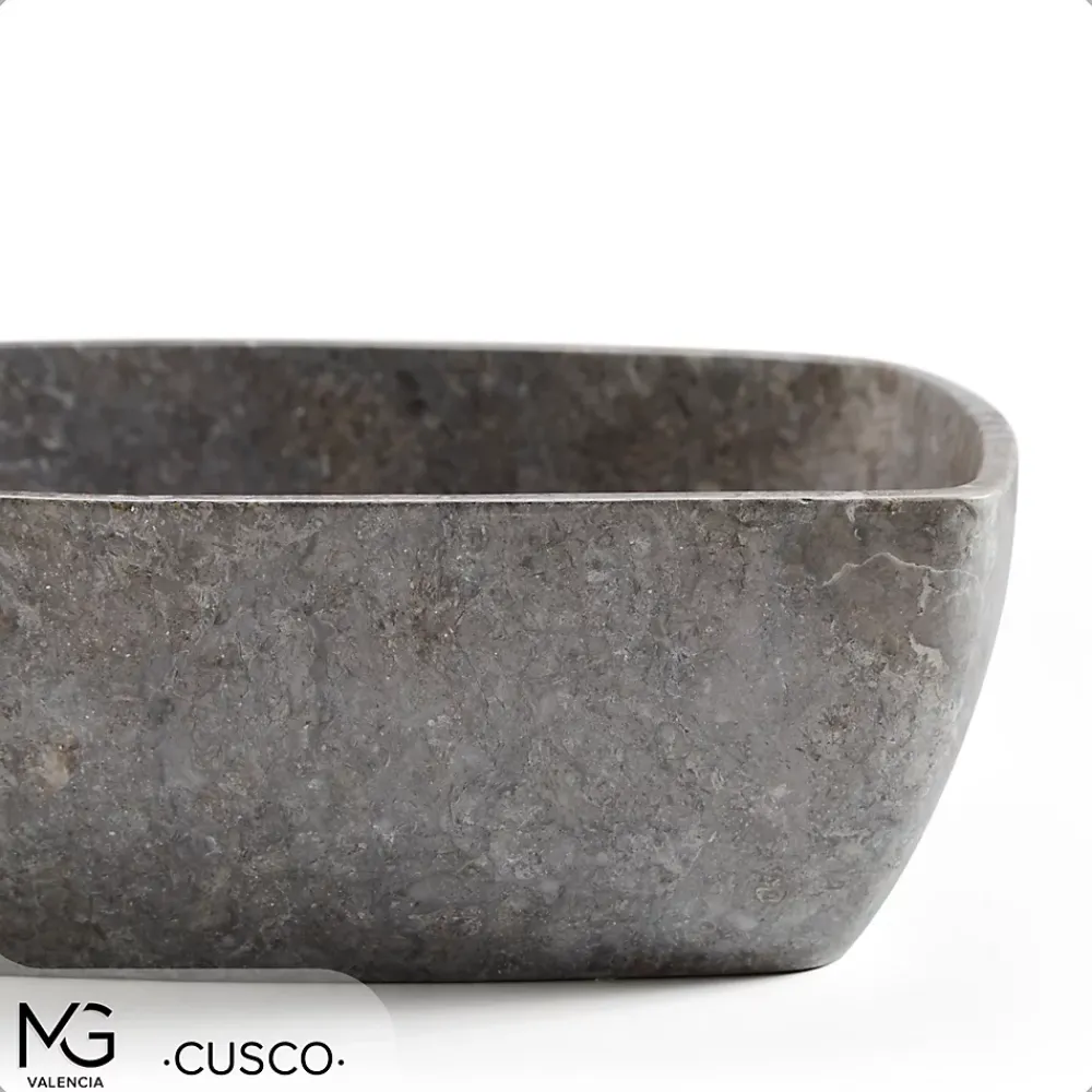 Vasque À Poser|MG Valencia Vasque en marbre naturel CUSCO GREY 40x40x15 cm