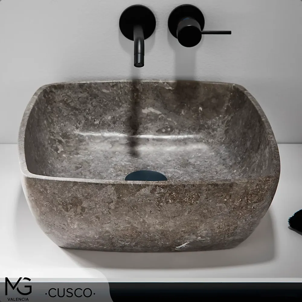 Vasque À Poser|MG Valencia Vasque en marbre naturel CUSCO GREY 40x40x15 cm