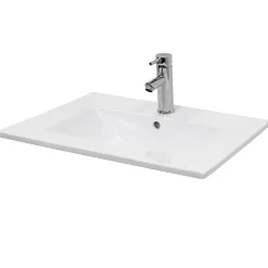 ECD Germany Vasque encastré lavabo Evier salle de bain en ceramique blanc 610 x 465 x 175 mm