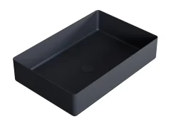 Vasque À Poser|Bernstein Vasque Lavabo rectangulaire à poser 52,4x34,4x11cm en acier inoxydable sur meuble de salle de bain NT12 - Noir mat
