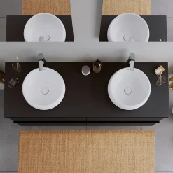 Duravit Vasque Lavabo rond design à poser Diamètre 40cm en fonte minérale - Blanc mat - DURAVOLO