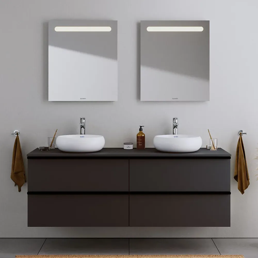 Duravit Vasque Lavabo rond design à poser Diamètre 40cm en fonte minérale - Blanc mat - DURAVOLO