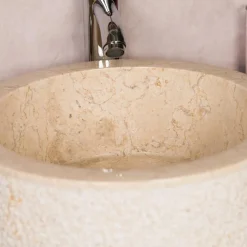 Vasque À Poser|Wanda Collection Vasque lave main à poser de salle de bain en marbre Elbe crème 35 cm