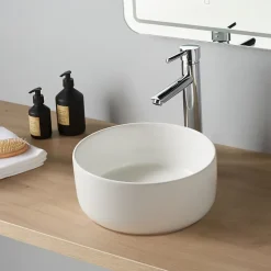 Planète Bain Vasque Lave mains Jany 25 cm - Blanc brillant - Faible diamètre - Rebords fins