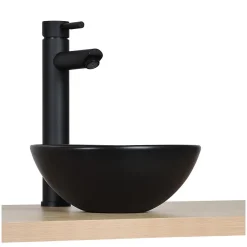 Mob-In Vasque lave-mains à poser ronde en céramique noir 26cm