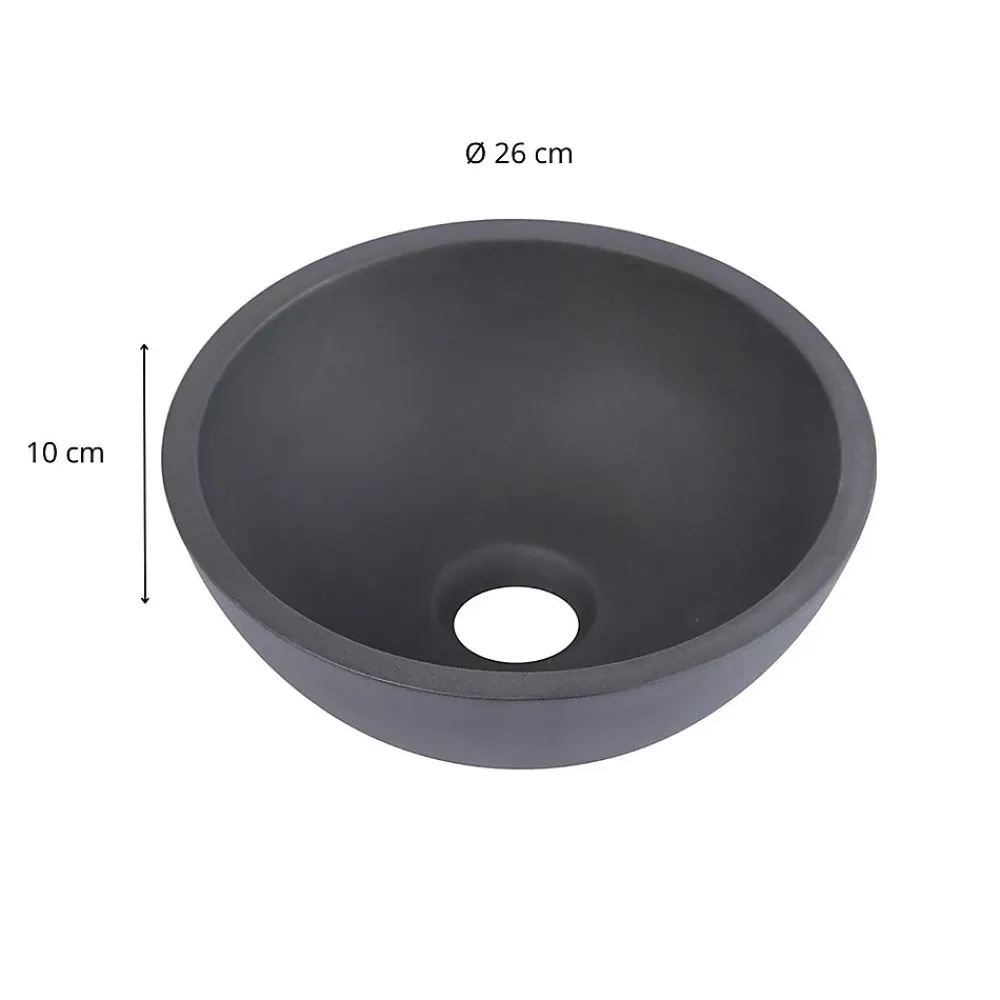 Plan Vasque Lave-Mains|Mob-In Vasque lave-mains à poser ronde en béton gris 26cm