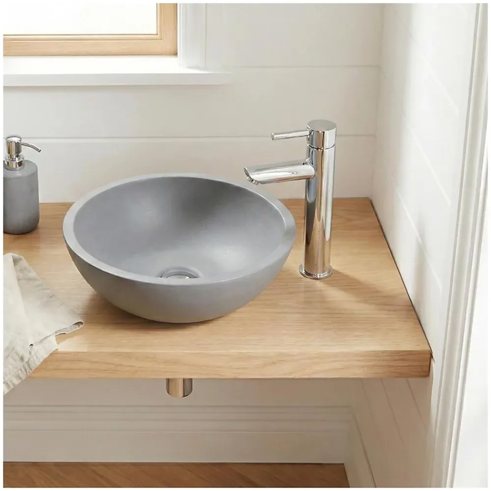 Plan Vasque Lave-Mains|Mob-In Vasque lave-mains à poser ronde en béton gris 26cm