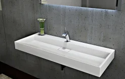 Bernstein Vasque moderne suspendue120x46x15cm en marbre coulé avec trous prépercés - BS6001