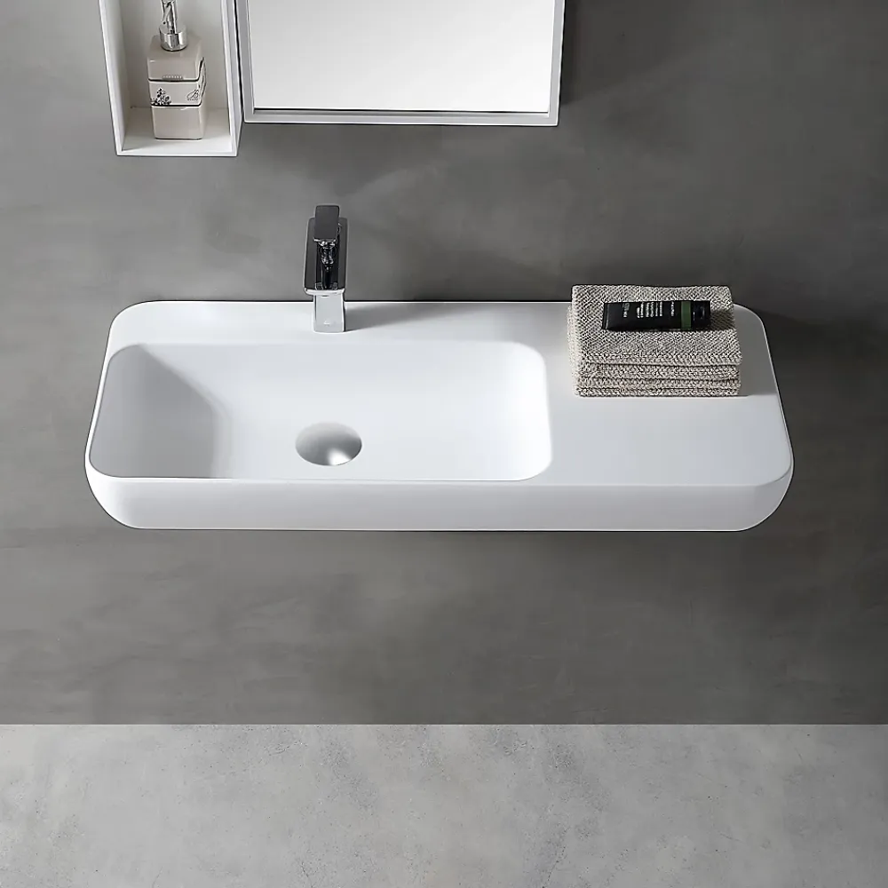 Lavabo|Bernstein Vasque moderne 90x40x12cm Lavabo en fonte, Lave main suspendu à poser, sans robinet ni bonde - TWG202