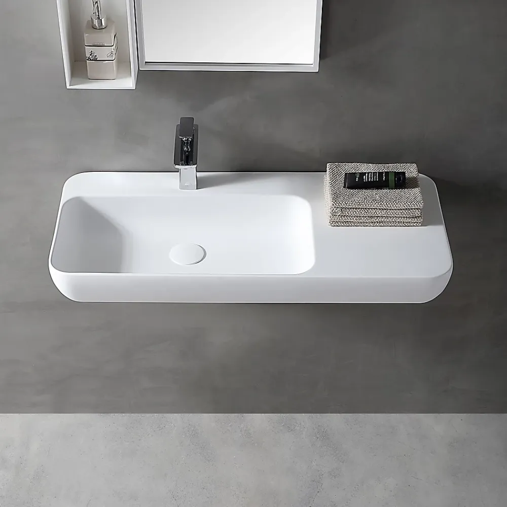 Lavabo|Bernstein Vasque moderne 90x40x12cm Lavabo en fonte, Lave main suspendu à poser, sans robinet ni bonde - TWG202