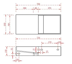Bernstein Vasque moderne 75x32,5x15cm Lavabo en fonte minérale, Lave main à poser avec bonde - TWG08