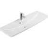 Sanindusa Vasque murale ou à encastrer céramique traditionnelle Look 63x36 blanc