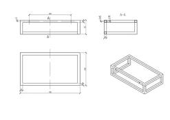 Bernstein Vasque murale suspendue design 44x22x10cm en fonte minérale - Avec bonde et cache, Rangement gauche, Sans console, Quartz noir