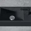 Bernstein Vasque murale suspendue design 44x22x10cm en fonte minérale - Sans bonde ni cache, Rangement droite, Sans console, Quartz noir
