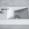 Bernstein Vasque murale suspendue design 44x22x10cm en fonte minérale - Blanc mat, Sans bonde ni cache, Rangement gauche, Sans console