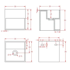 Bernstein Vasque murale 30x30x30cm avec espace de rangement - blanc mat - TWG31