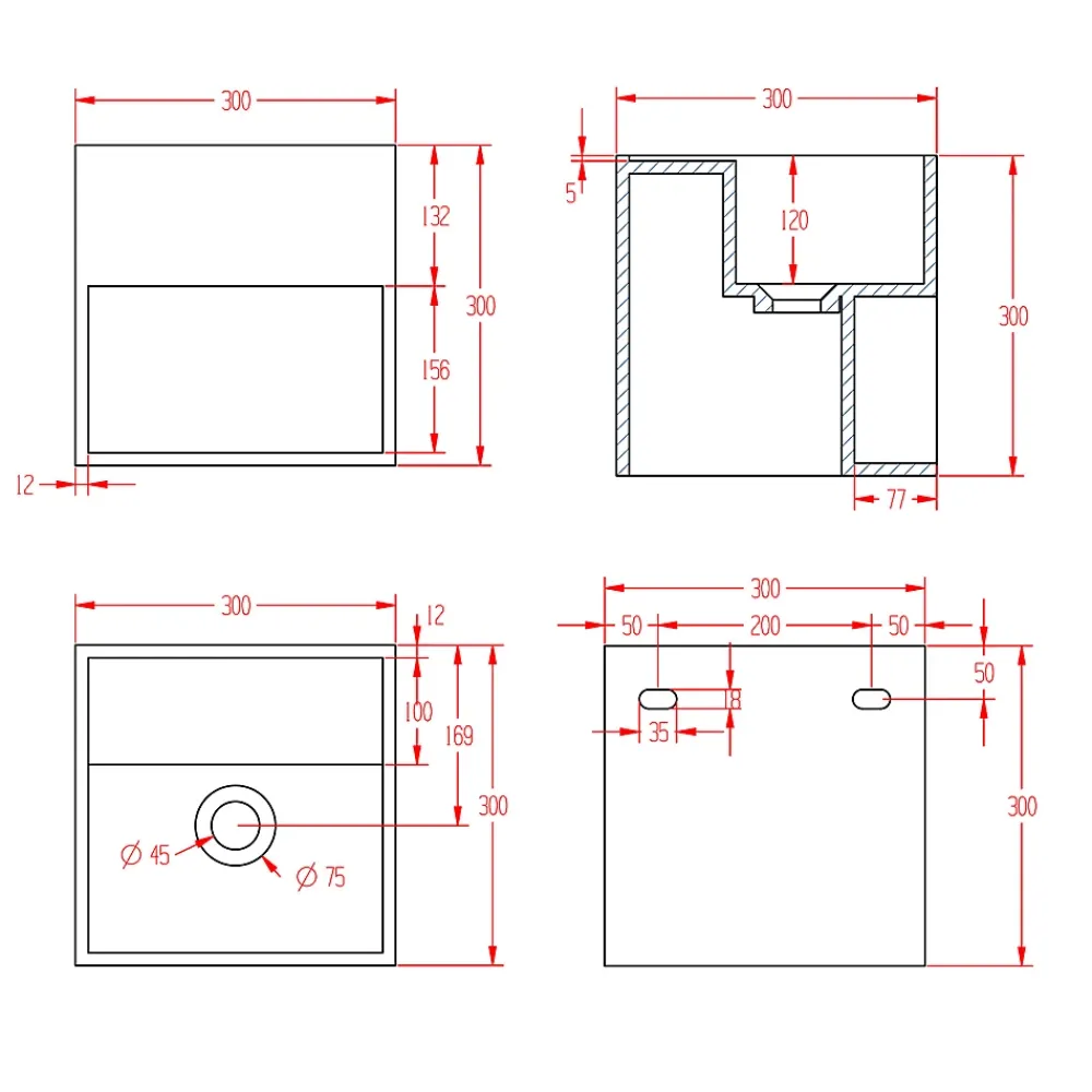 Bernstein Vasque murale 30x30x30cm avec espace de rangement - blanc mat - TWG31