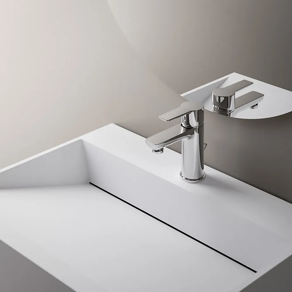 Bernstein Vasque murale 60x46x28cm en fonte minérale avec espace de rangement - blanc mat - TWG71