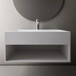 Bernstein Vasque murale 60x46x28cm en fonte minérale avec espace de rangement - blanc mat - TWG71