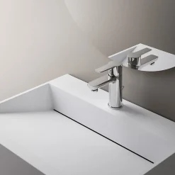 Bernstein Vasque murale 80x46x28cm en fonte minérale avec espace de rangement - blanc mat - TWG71