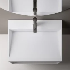 Bernstein Vasque murale 80x46x28cm en fonte minérale avec espace de rangement - blanc mat - TWG71