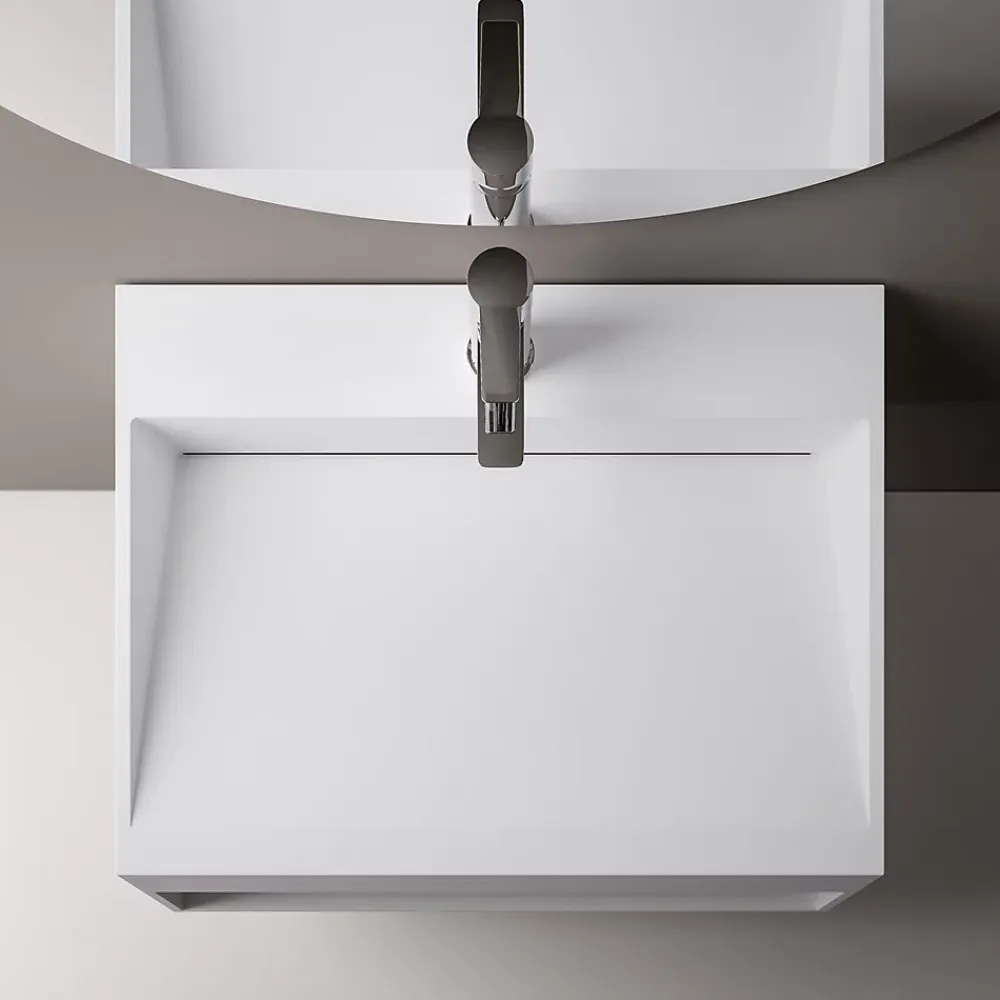Bernstein Vasque murale 80x46x28cm en fonte minérale avec espace de rangement - blanc mat - TWG71