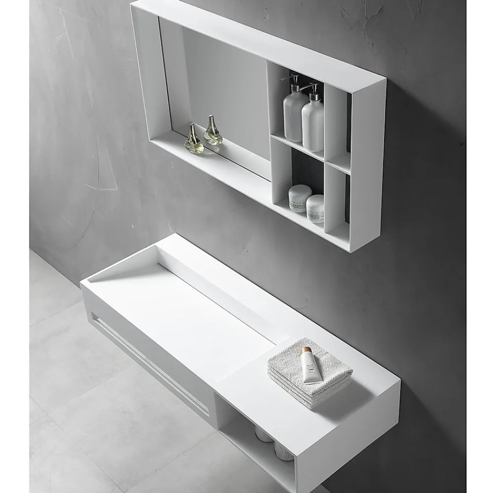 Lavabo|Bernstein Vasque murale 100x46x20cm en fonte minérale avec espace de rangement - TWG62