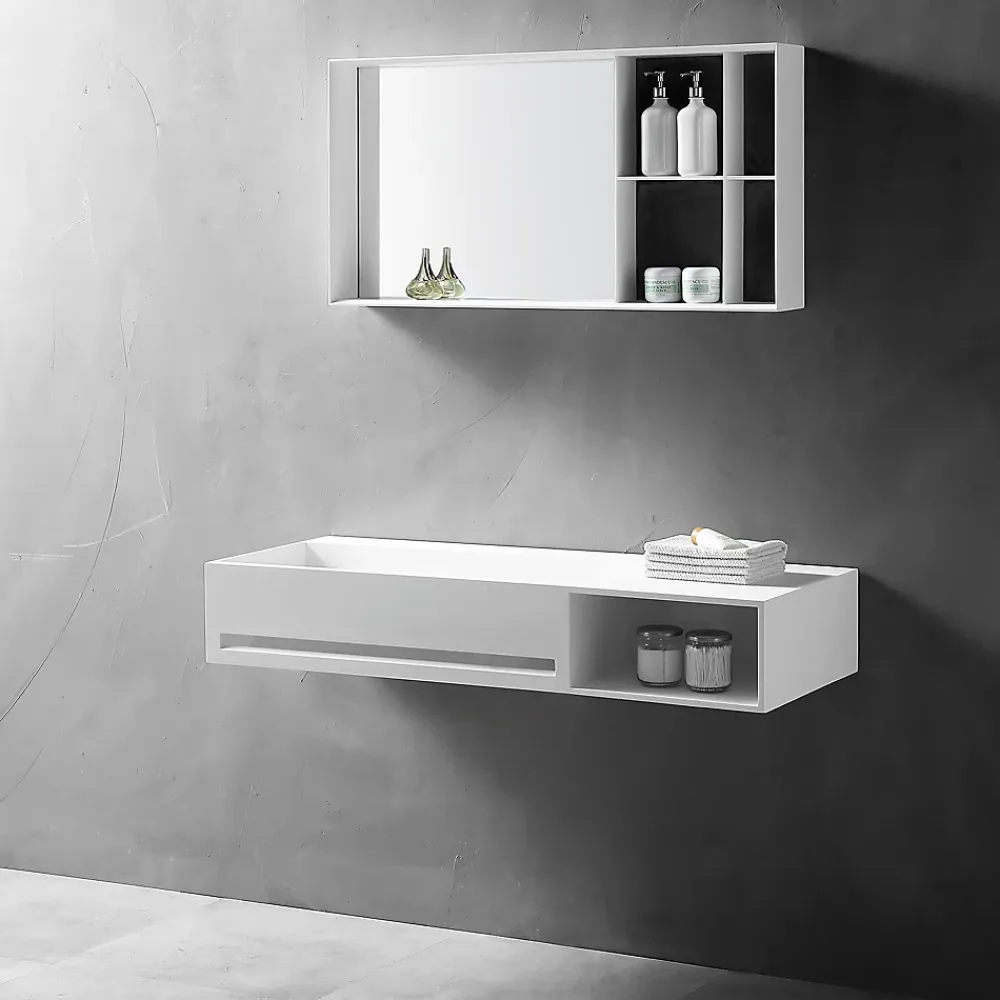 Lavabo|Bernstein Vasque murale 100x46x20cm en fonte minérale avec espace de rangement - TWG62