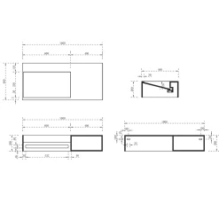 Lavabo|Bernstein Vasque murale 100x46x20cm en fonte minérale avec espace de rangement - TWG62