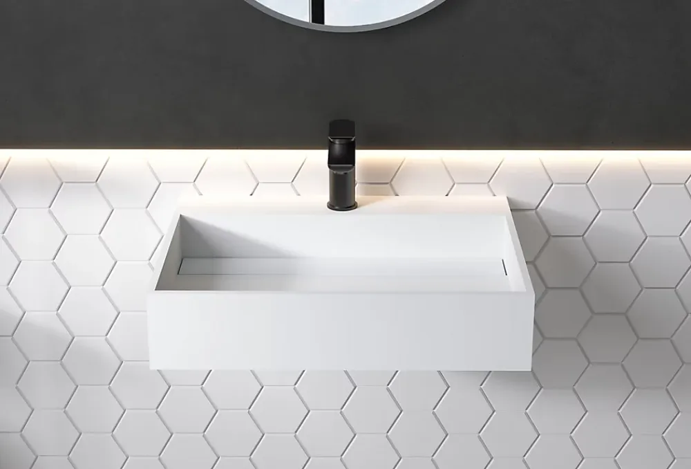 Lavabo|Bernstein Vasque murale 60x46x13cm en fonte minérale - PB2080 - blanc mat