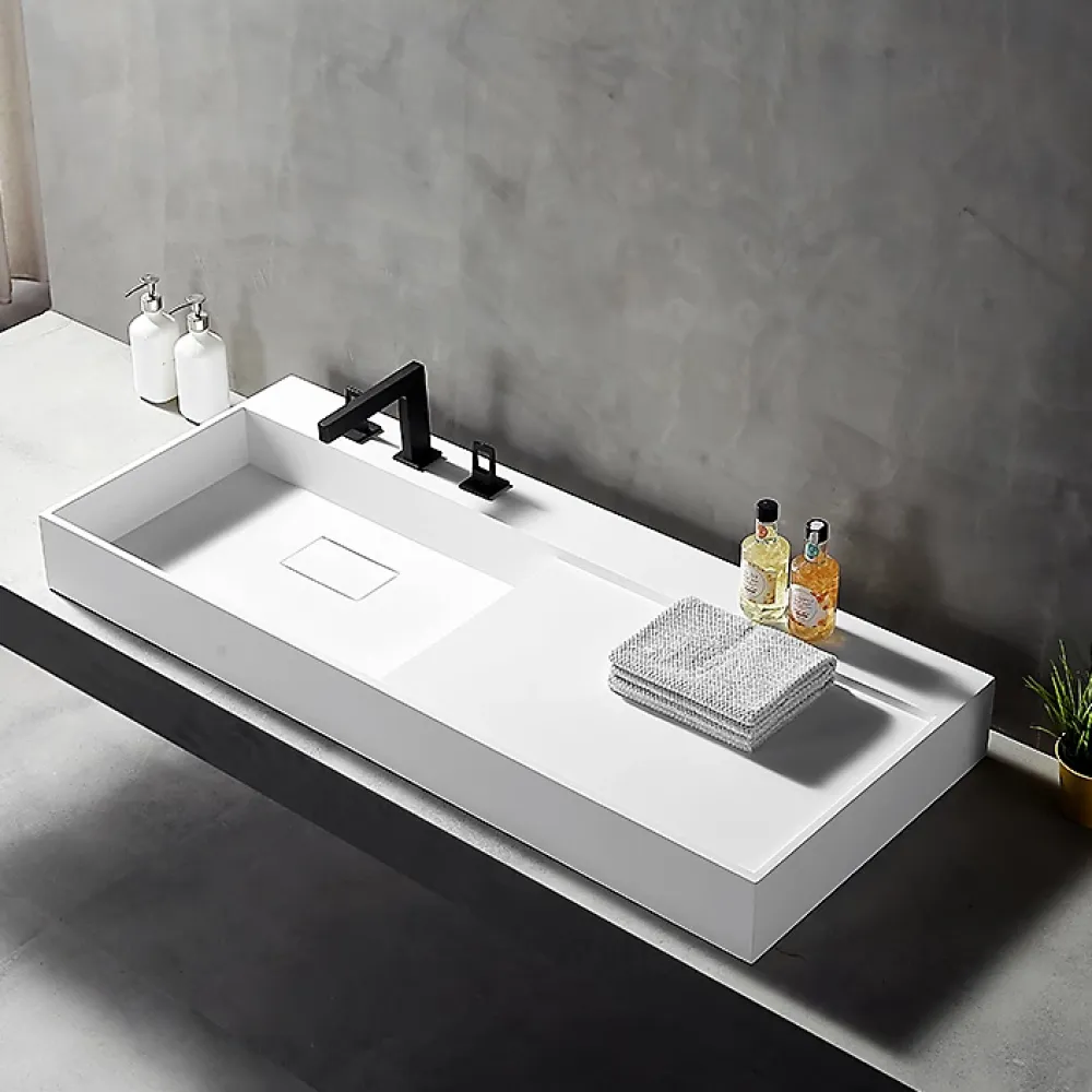 Bernstein Vasque murale 120x50x12cm ou à poser avec espace de rangement - fonte minérale - TWG222