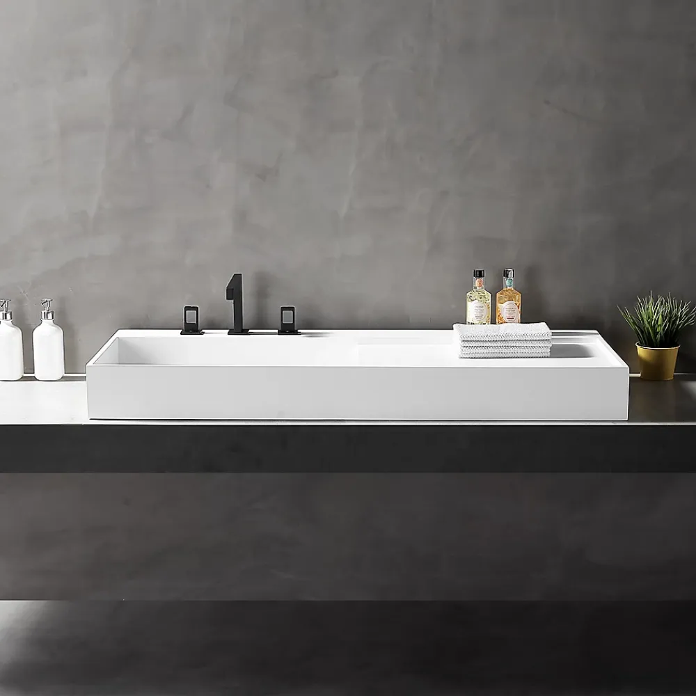 Bernstein Vasque murale 120x50x12cm ou à poser avec espace de rangement - fonte minérale - TWG222