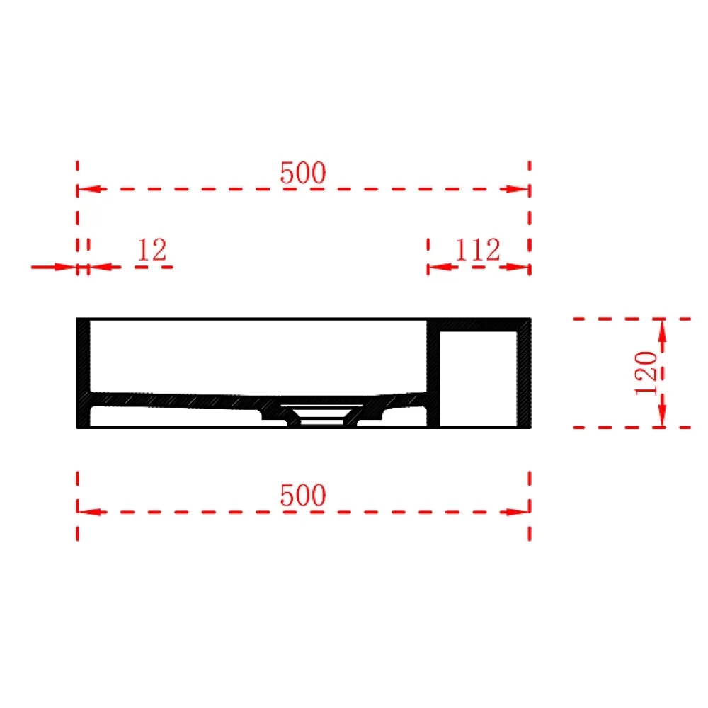 Bernstein Vasque murale 120x50x12cm ou à poser avec espace de rangement - fonte minérale - TWG222