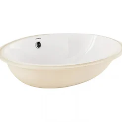 Sanindusa Vasque ovale a encastrer par dessous 57x45 hauteur 20cm porcelaine vitrifiée VOUGA blanche (vidage non inclus)