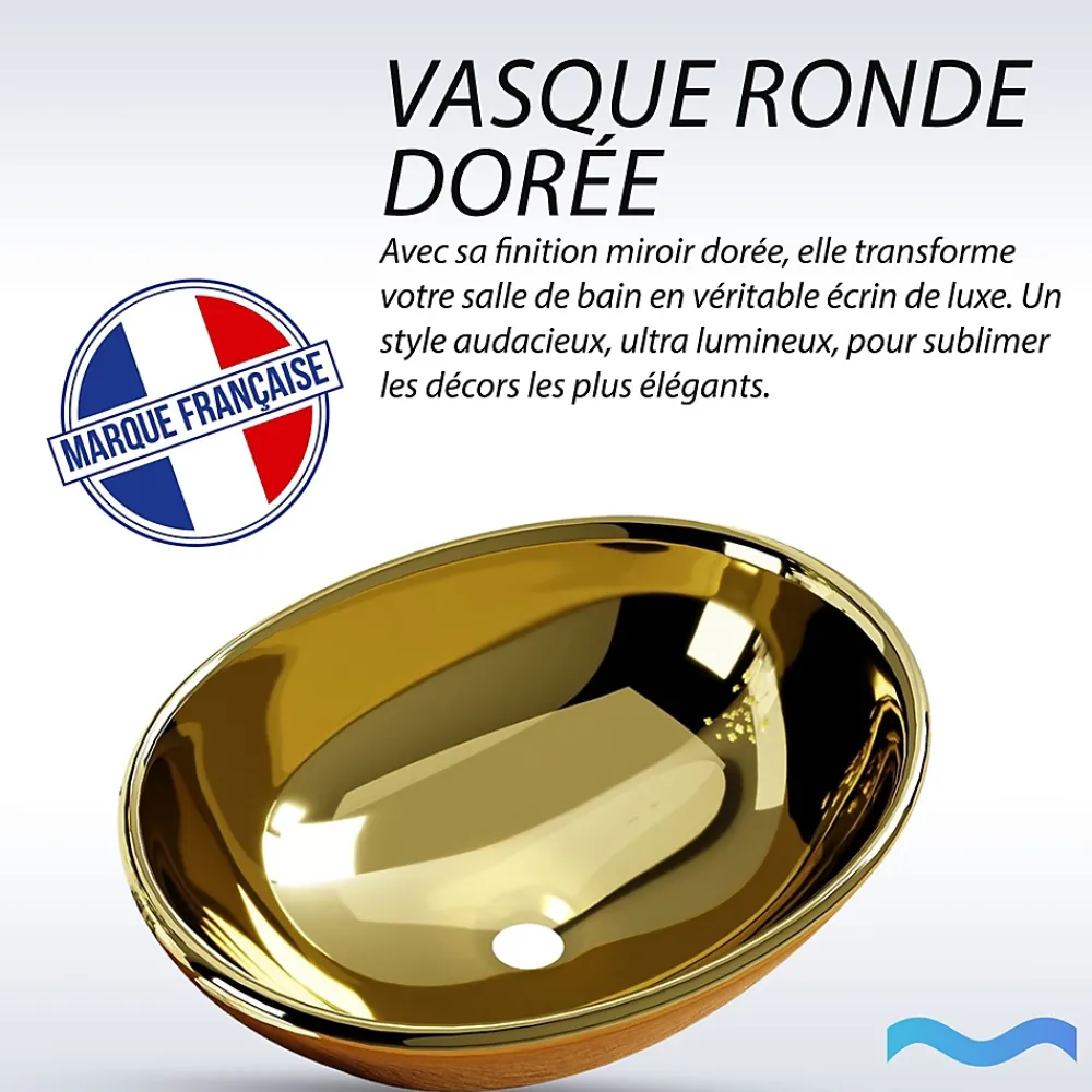 Dileci Vasque ovale finition or brillant (41,5 x 33,5 cm)