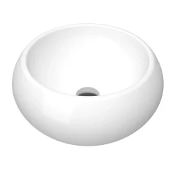 Vasque À Poser|Galedo Vasque ronde à poser en céramique blanche, diamètre 40 x H.15 cm, Bowl