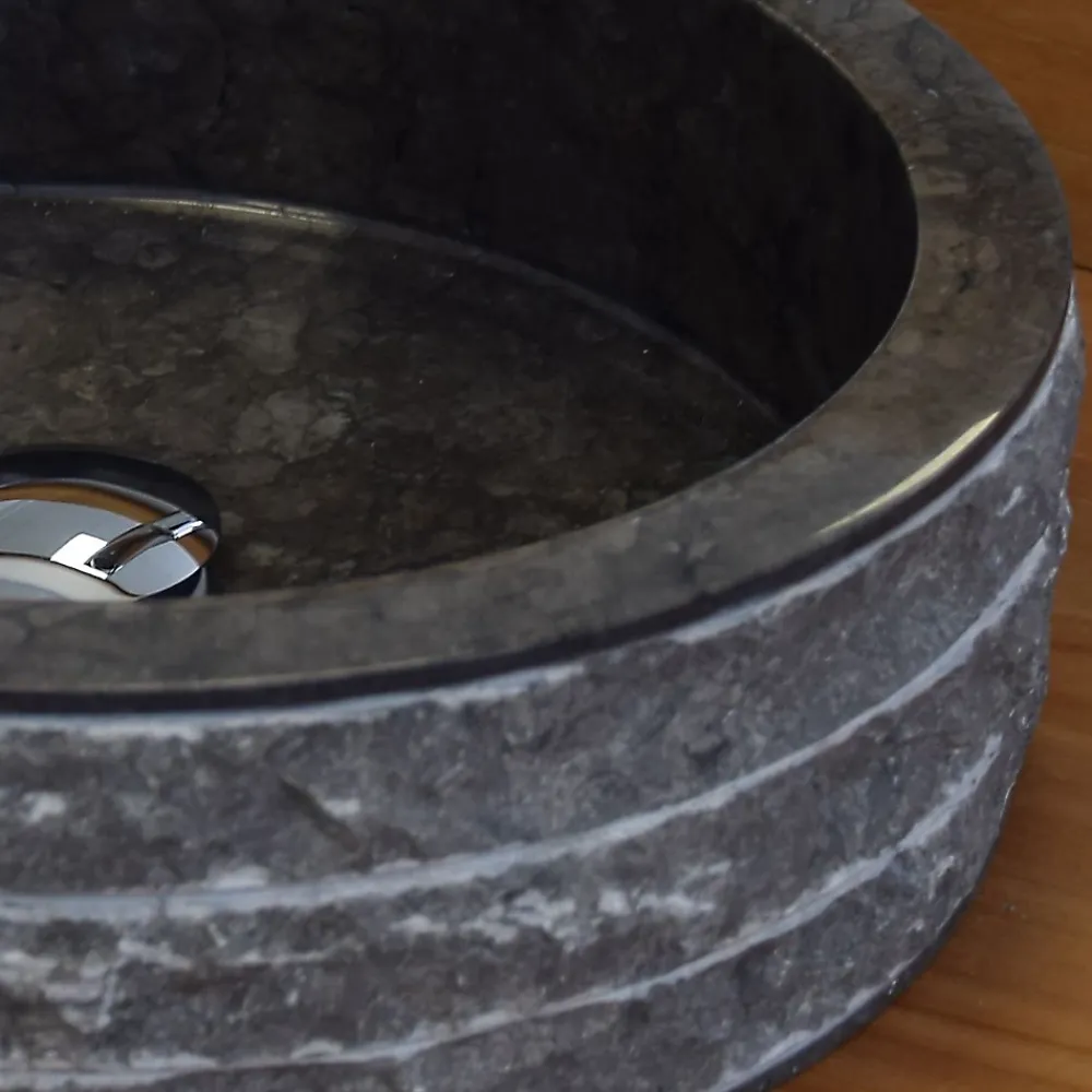 Ocean Line Vasque ronde à poser en marbre noir, Sterio