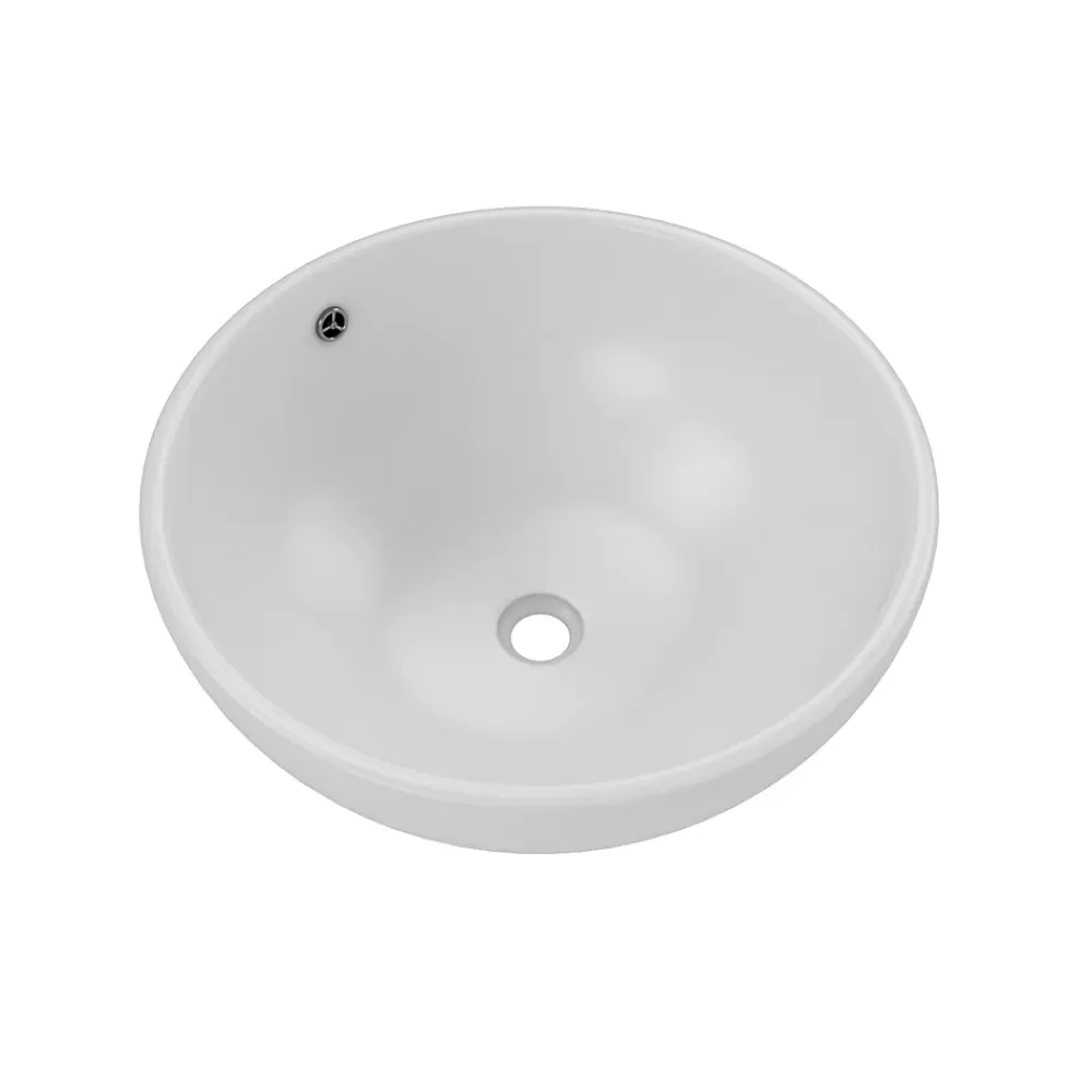 Vasque À Poser|Aurlane Vasque ronde en céramique blanche à poser - Diamètre 42cm - Hauteur 18cm - PARABOLA