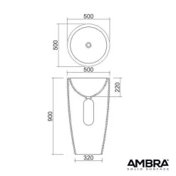 Ambra Vasque salle de bain colonne sur pied,en Solid surface 50 cm - Kezia