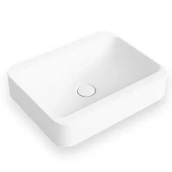 Vasque À Encastrer|Ambra Vasque salle de bain semi-encastrée rectangulaire 45 cm en Pierre de synthèse finition mat - Hanaé