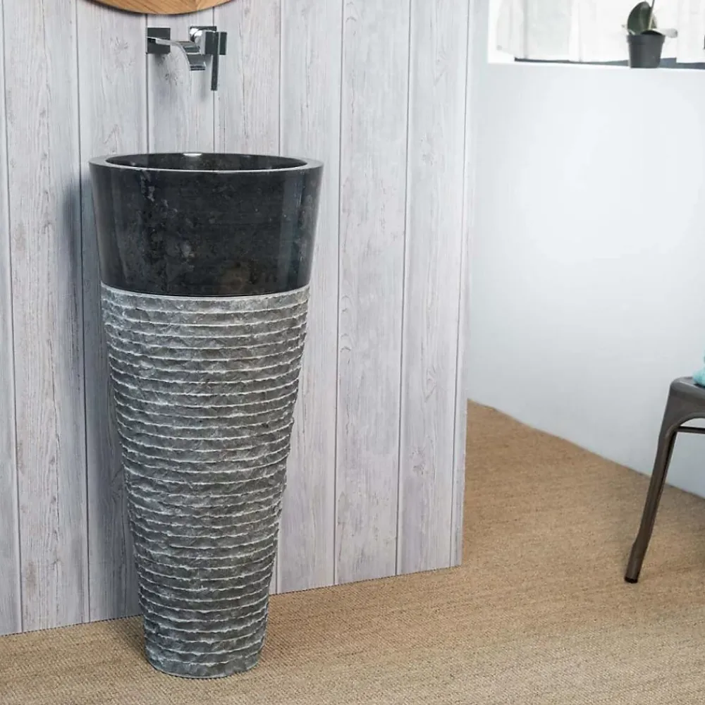 Wanda Collection Vasque salle de bain sur pied en pierre Florence noir